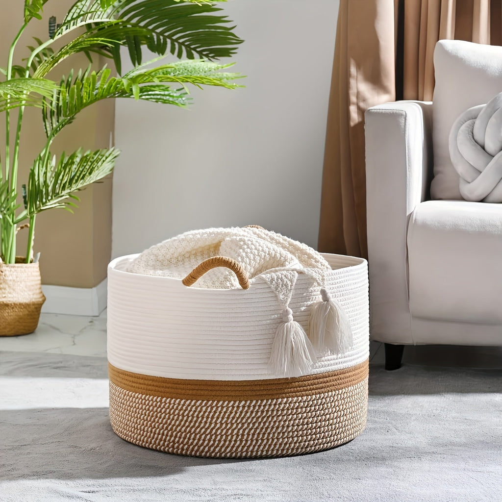 Cesta de Almacenamiento de Algodón Boho - Solución Elegante y Práctica