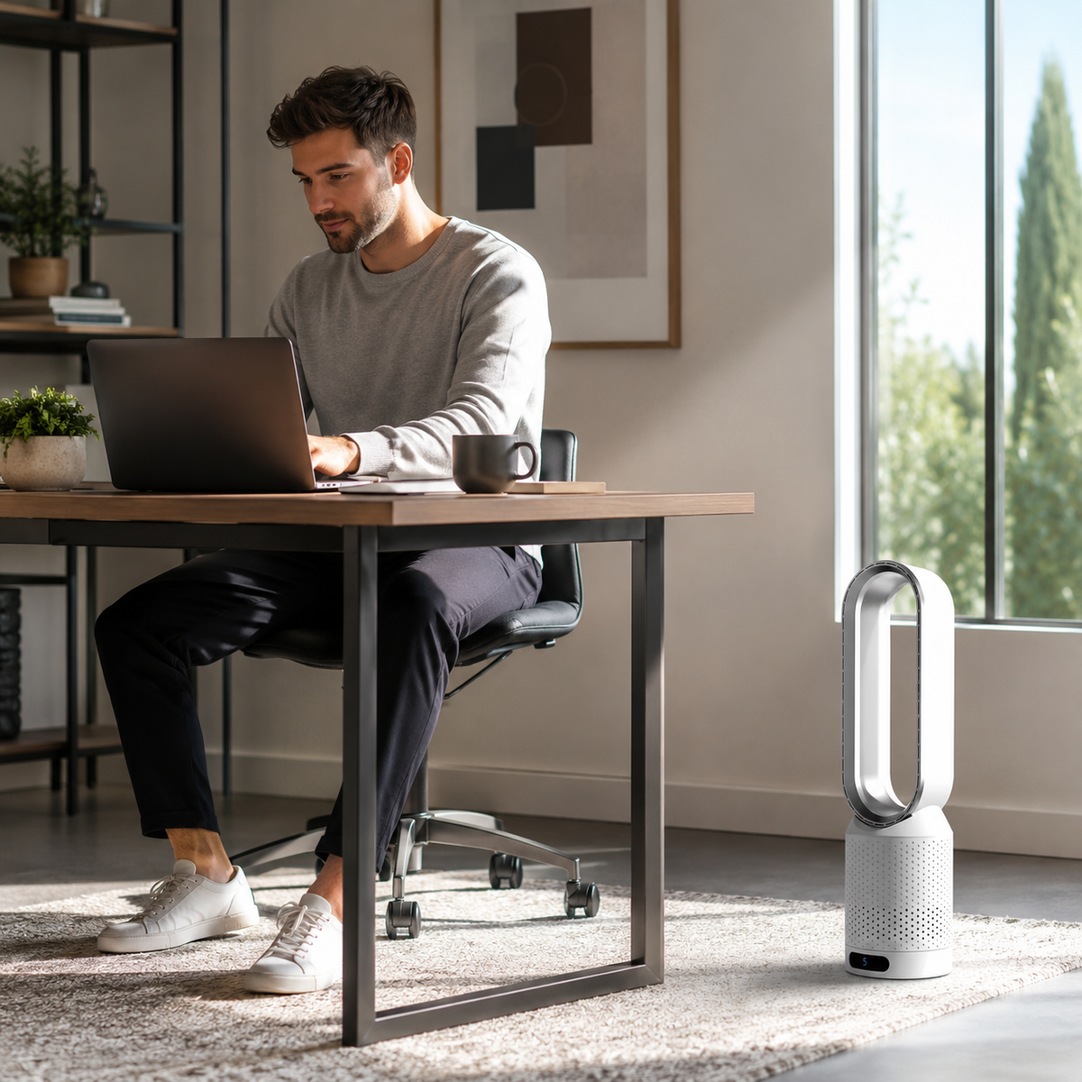 Airpure | Enfriador de aire 3-en-1 con purificador de aire | Oscilación y LED táctil