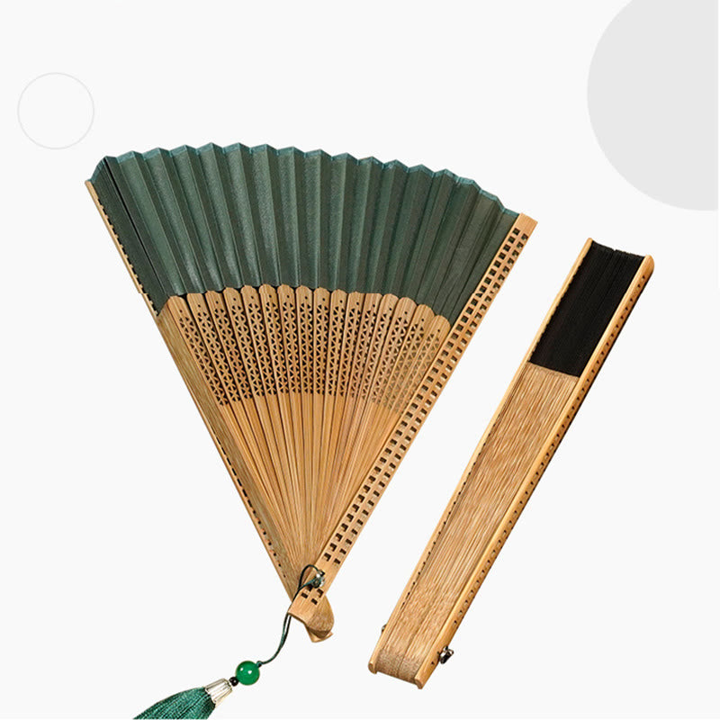 Abanico de Bambú y Seda – plegable, con borla