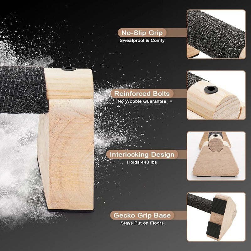 BARRAS PARELLA – Barras de Madera para Flexiones Paralelas para un Entrenamiento de Fuerza Estable en Casa