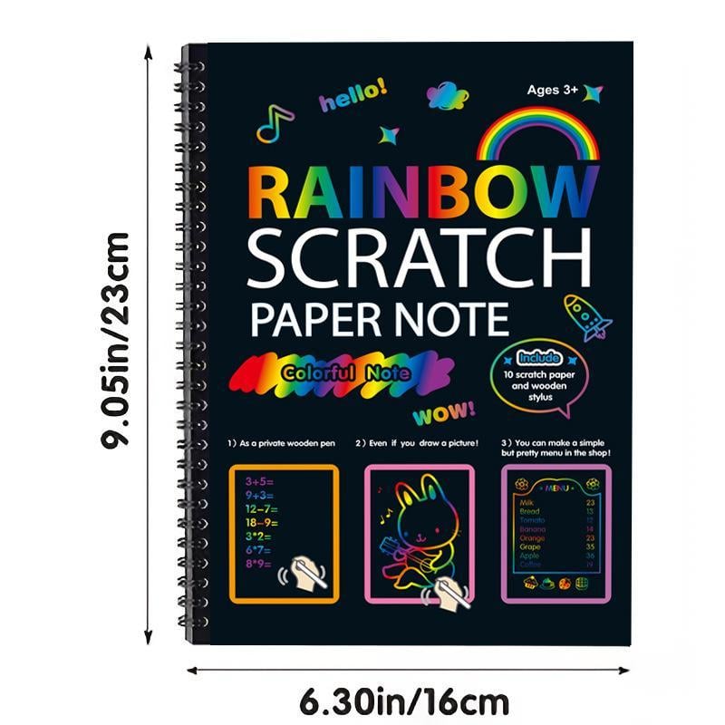 ColorSpark – Papel de rayas arcoíris para raspar con lápiz de madera | 1+1 GRATIS