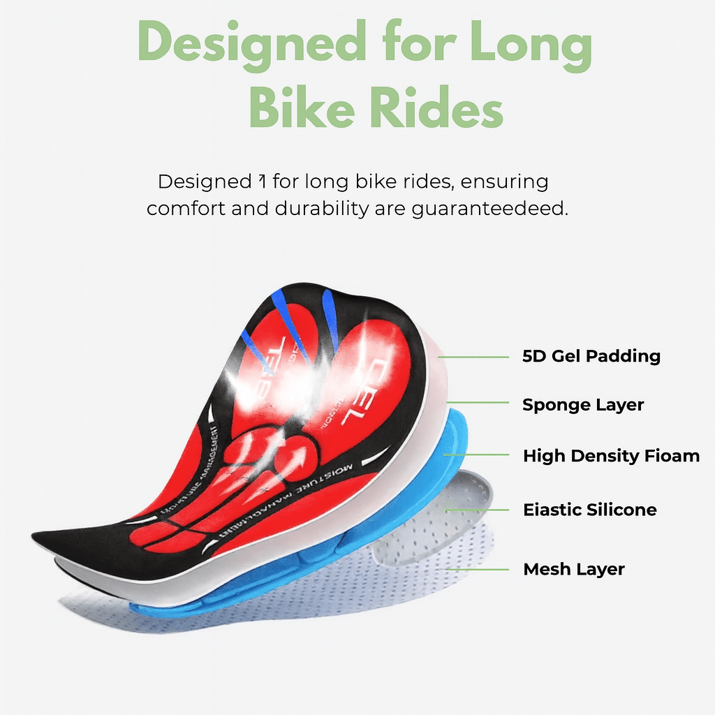 BIKERIDE Shorts – Pantalones cortos de ciclismo con acolchado de gel contra el dolor de sillín