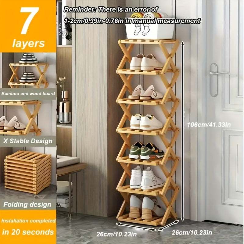 Estante para Zapatos de Bambú Inteligente – Compacto y Práctico para Cualquier Entrada