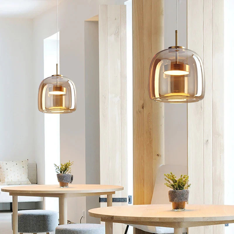 Lámpara Colgante de Vidrio Nórdica - Luces Colgantes Ajustables para Cocina