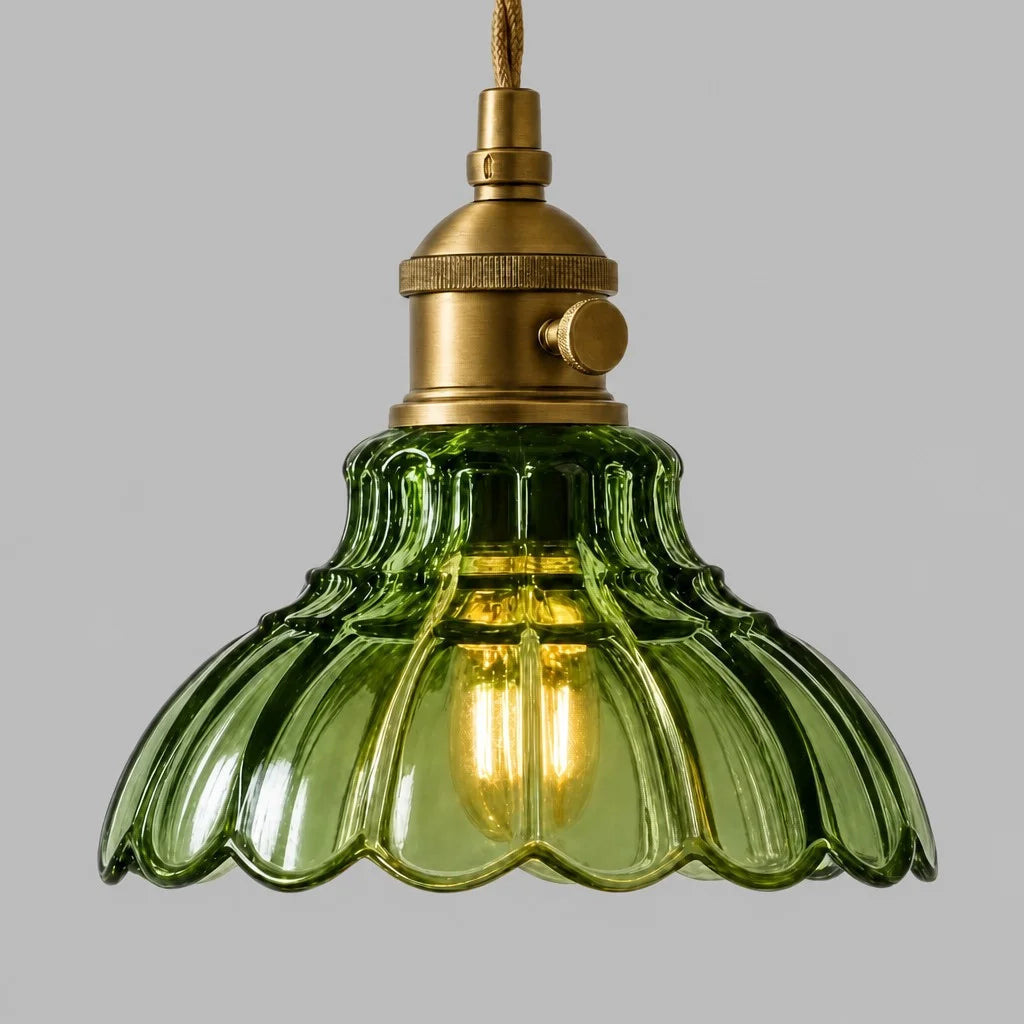 Lámpara Colgante de Vidrio Diseño Floral Vintage