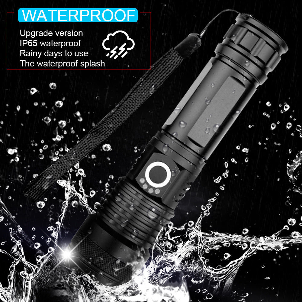 Linterna LED de alto rendimiento MS18 | 100.000 Lúmenes | 18x LEDs Cree XHP70 2.0 | Alcance de 2,3 km | IP56 a prueba de agua | Pantalla de estado OLED | Incl. paquete de batería