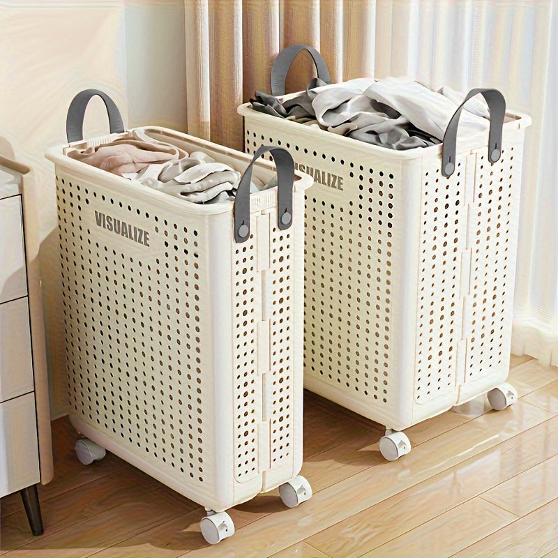 Caja de lavandería plegable con ruedas