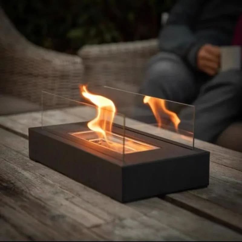 FLAMEGLOW – Chimenea de mesa portátil de bioetanol para un ambiente de llamas elegante
