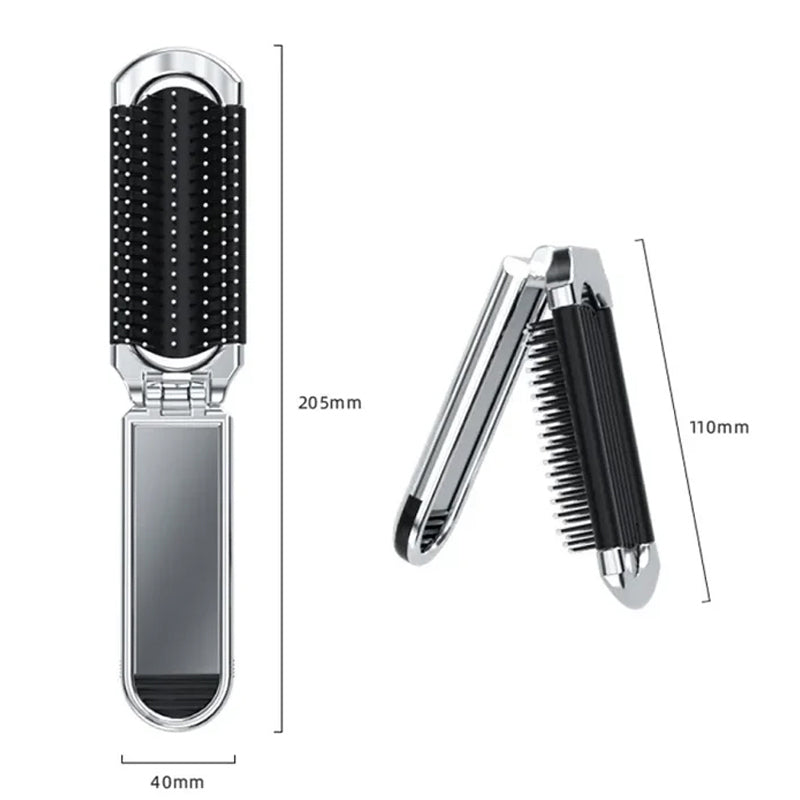 Espejo de Viaje MirrorFlex con Cepillo para el Cabello | Plegable y Compacto | Estilo Práctico en Movimiento