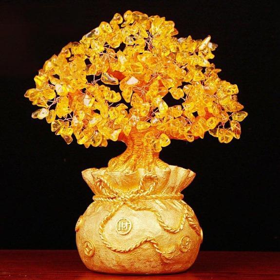 Árbol de Dinero de Citrino Adorno de Piedras Preciosas