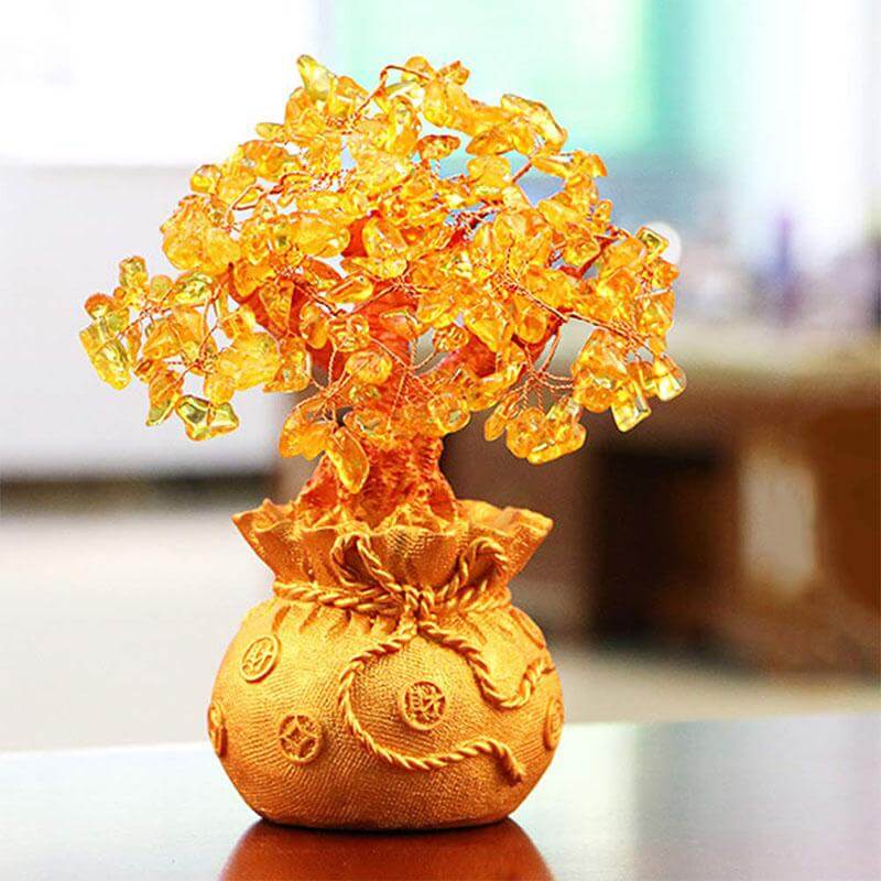 Árbol de Dinero de Citrino Adorno de Piedras Preciosas