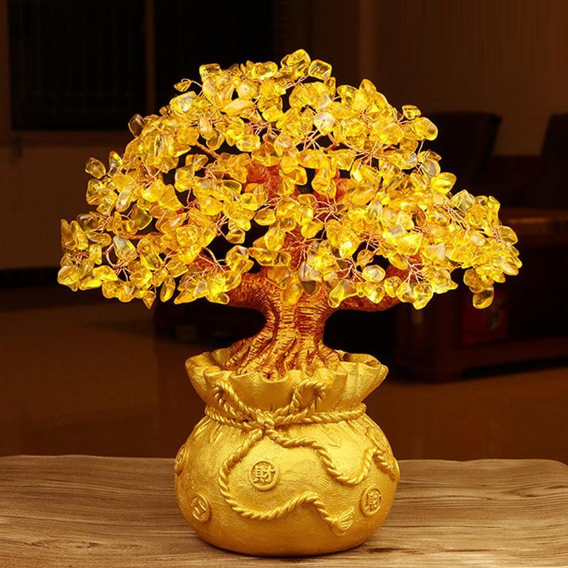 Árbol de Dinero de Citrino Adorno de Piedras Preciosas