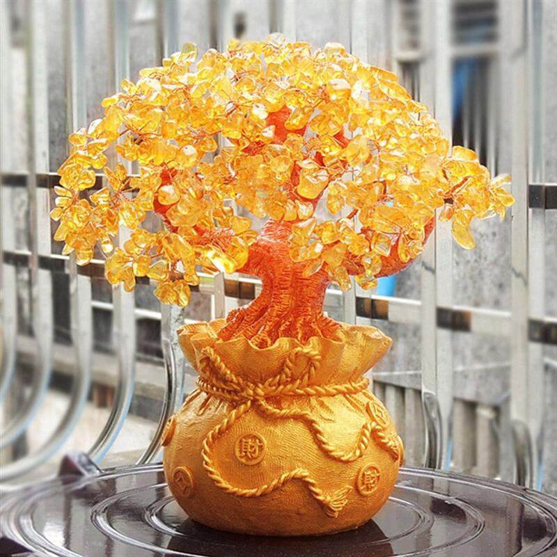 Árbol de Dinero de Citrino Adorno de Piedras Preciosas