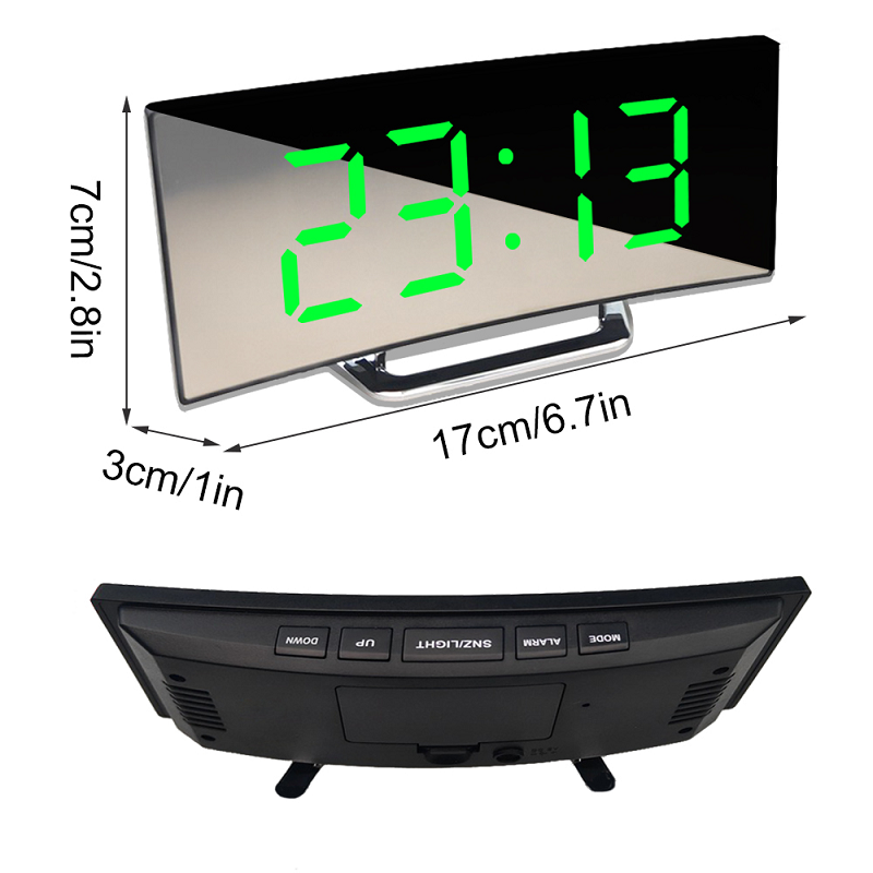 Iluminación LED gran pantalla digital | Reloj despertador digital LED curvado - Amedea