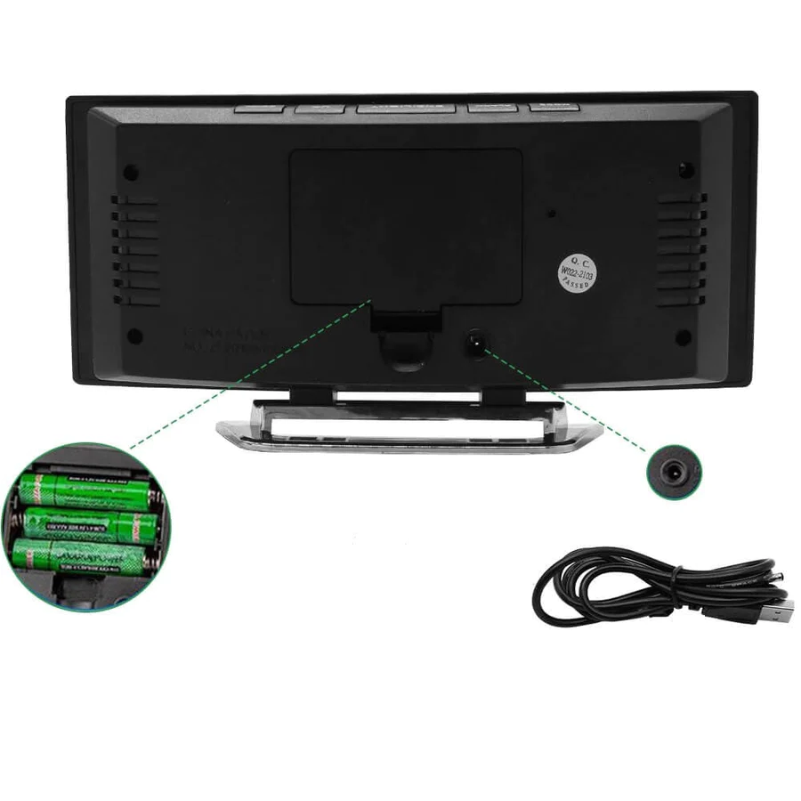 Iluminación LED gran pantalla digital | Reloj despertador digital LED curvado - Amedea