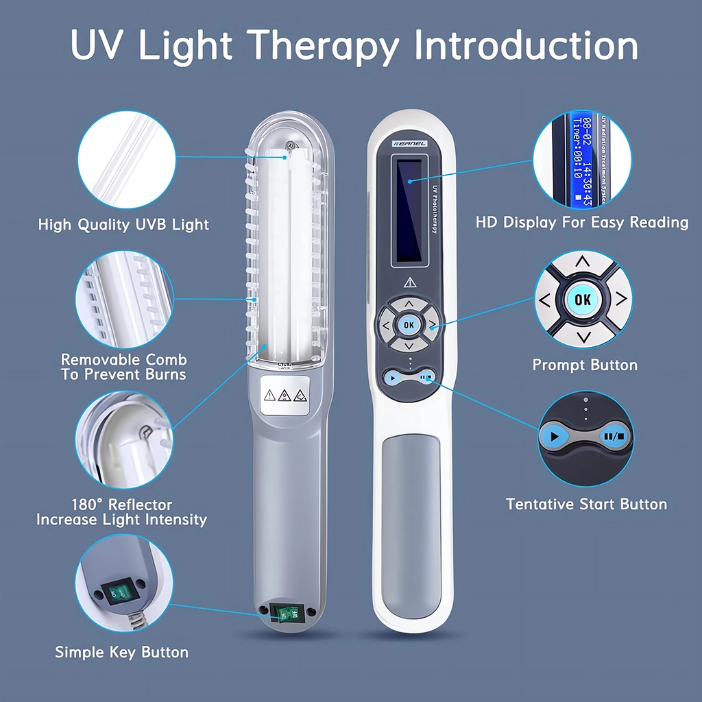 Dispositivo de Terapia de Luz UVB Portátil para Condiciones de la Piel