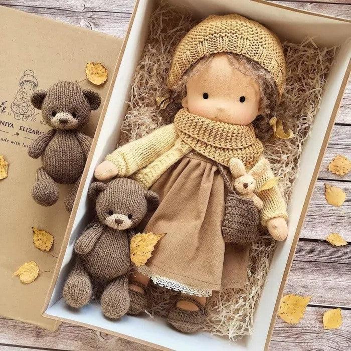 Muñeca Waldorf hecha a mano "Poppi" | 35 cm | Algodón orgánico y textiles hipoalergénicos | Juguete pedagógicamente valioso | Fomento de la percepción táctil