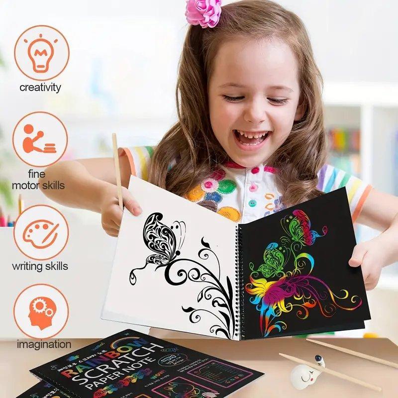 ColorSpark – Papel de rayas arcoíris para raspar con lápiz de madera | 1+1 GRATIS