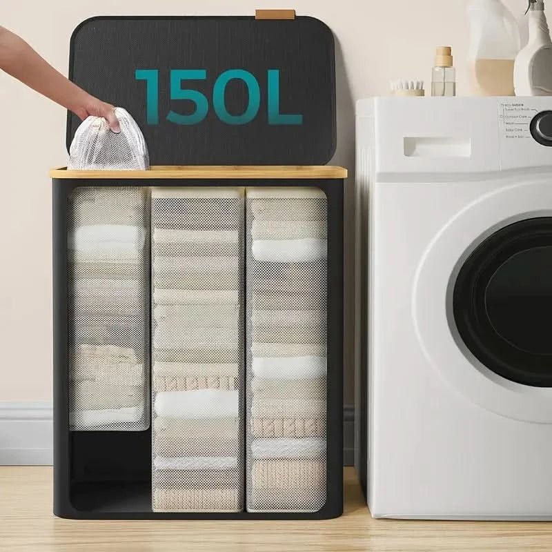 WäscheBegleiter - Cesta de ropa de 150L con gran capacidad