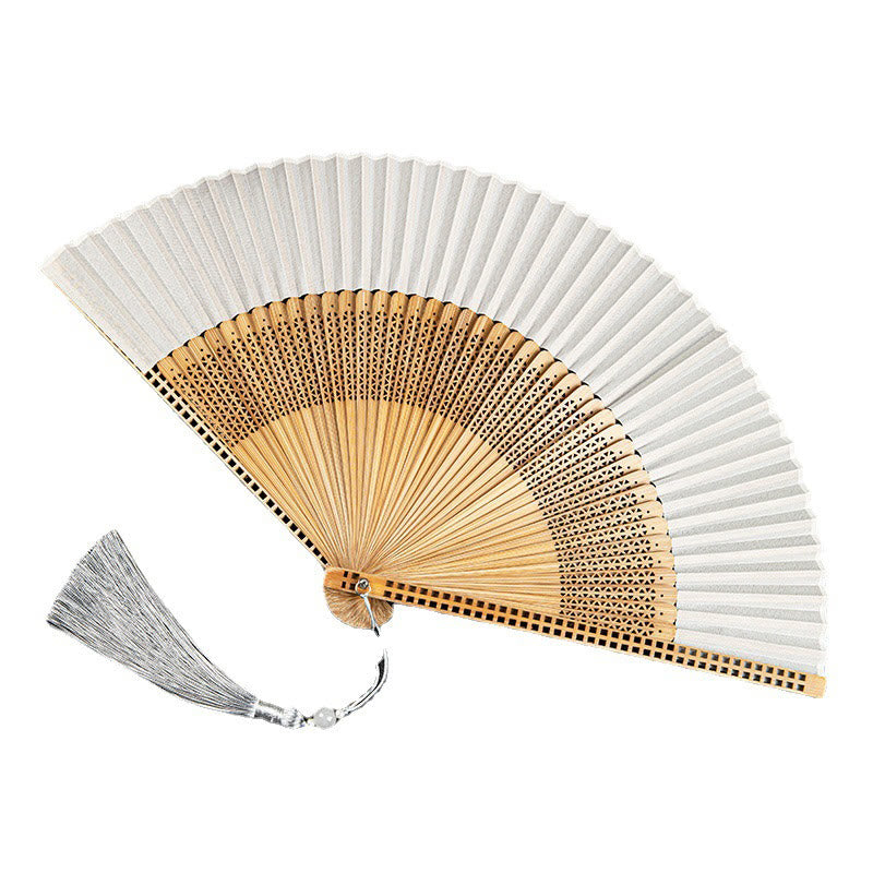 Abanico de Bambú y Seda – plegable, con borla