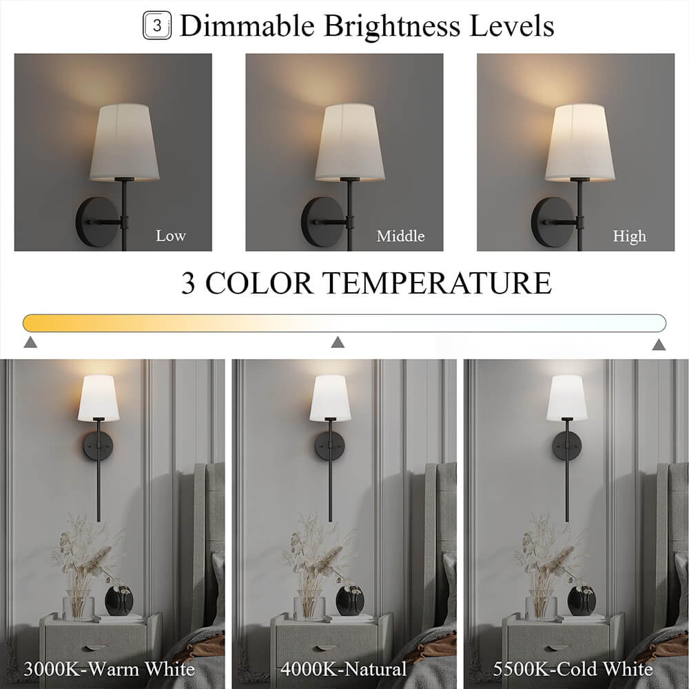 Luz de Pared de Tela Inalámbrica (JUEGO DE 2 + 2 BOMBILLAS GRATIS)