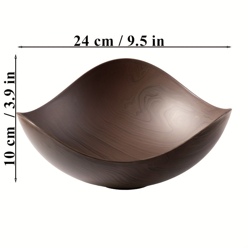 Gran Cuenco de Frutas con Aspecto de Madera – Decorativo y Práctico para Uso en Mesa
