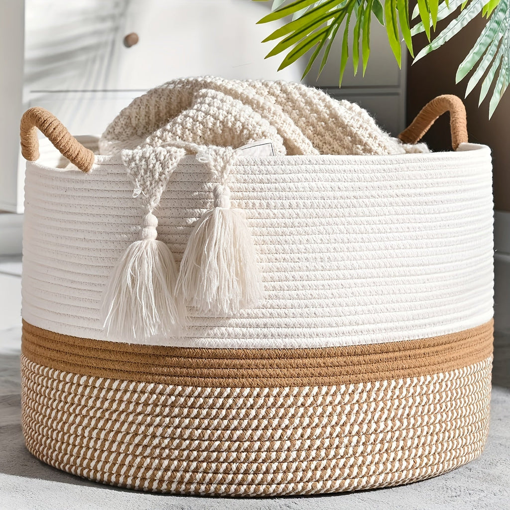 Cesta de Almacenamiento de Algodón Boho - Solución Elegante y Práctica