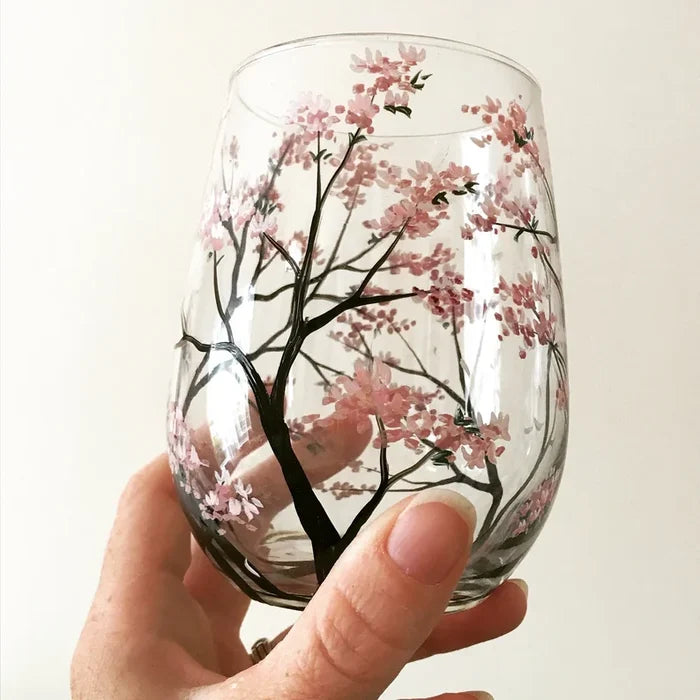 Vasos de vino Árbol de las Cuatro Estaciones - Arte pintado a mano
