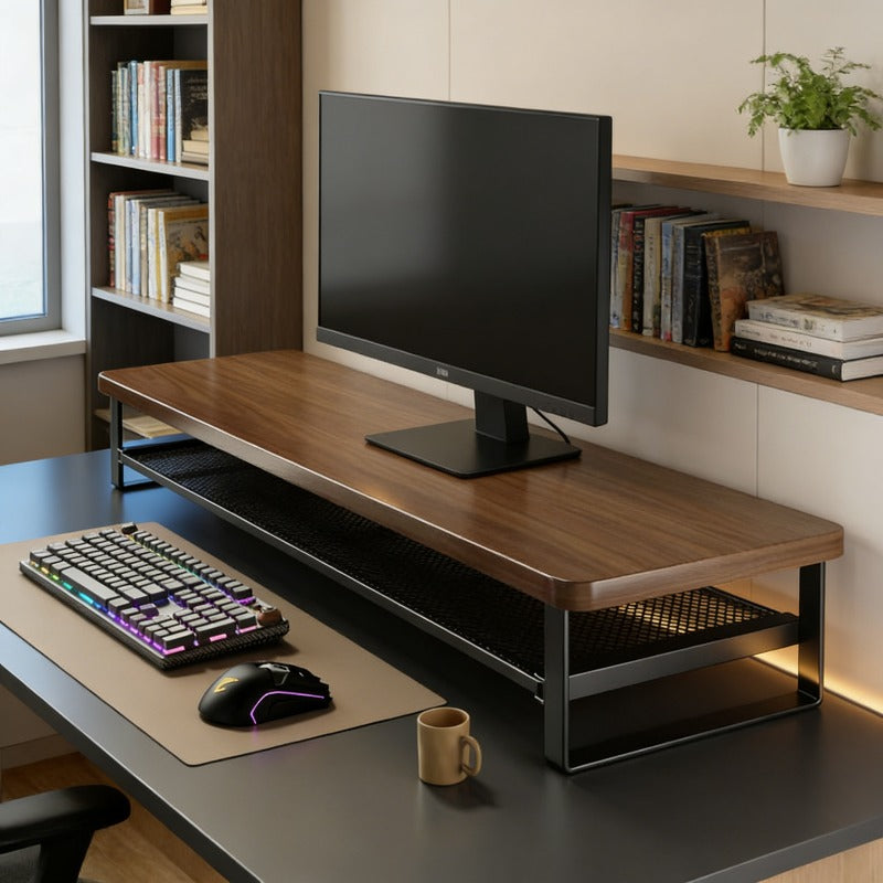 MONOSTAND - Soporte para computadora de doble capa con cajón de almacenamiento extraíble
