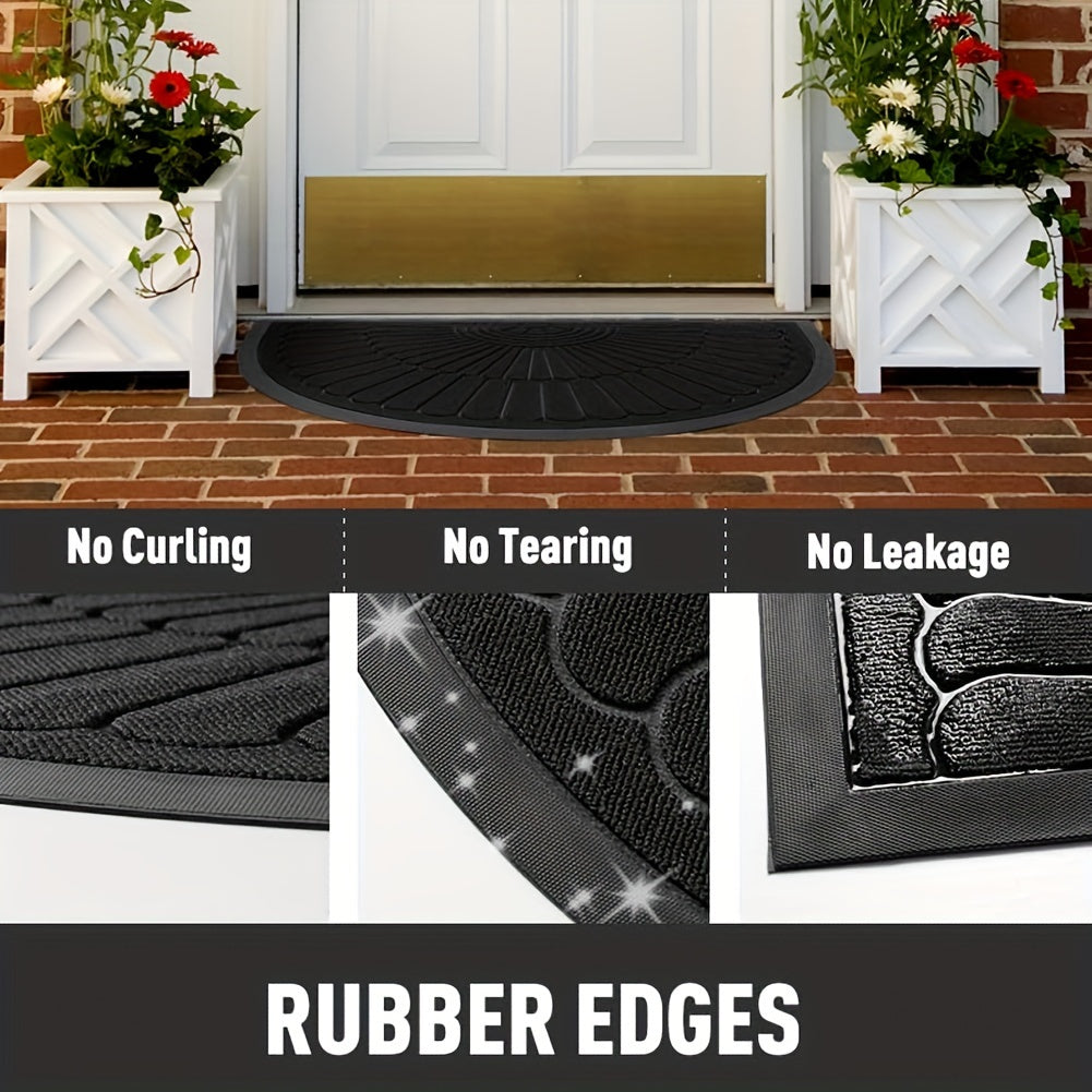 Alfombrilla de Goma Duradera - Diseño Semicircular para Interior y Exterior