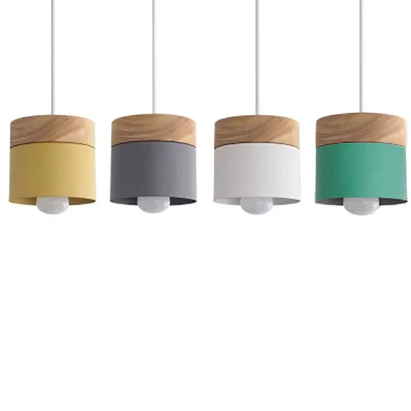 Skalvi | Lámpara colgante escandinava con acentos de madera