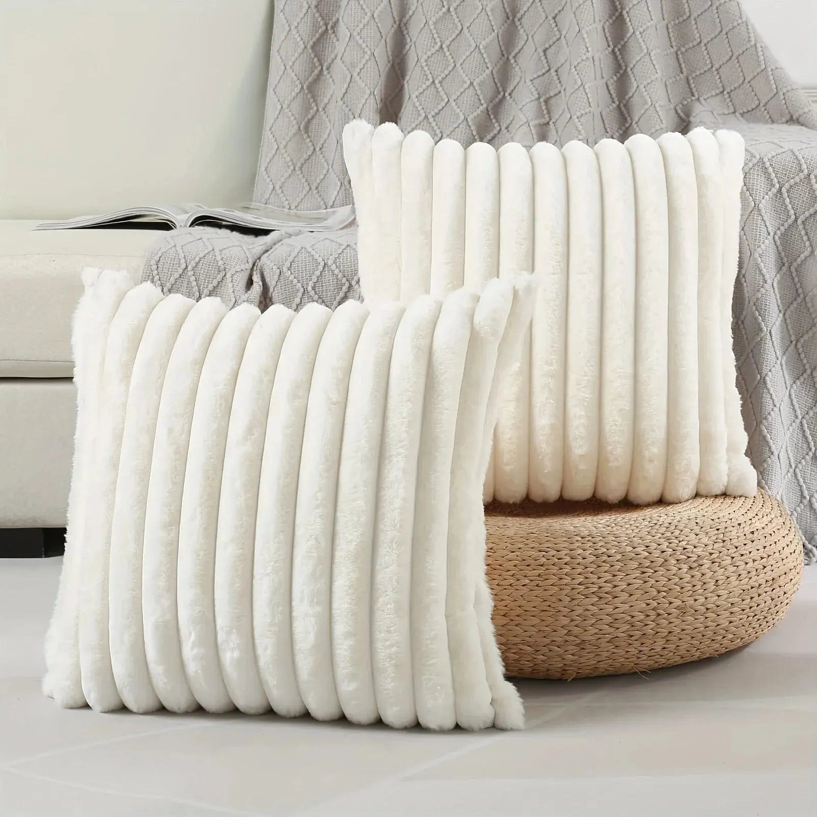 Funda de almohada a rayas de algodón suave
