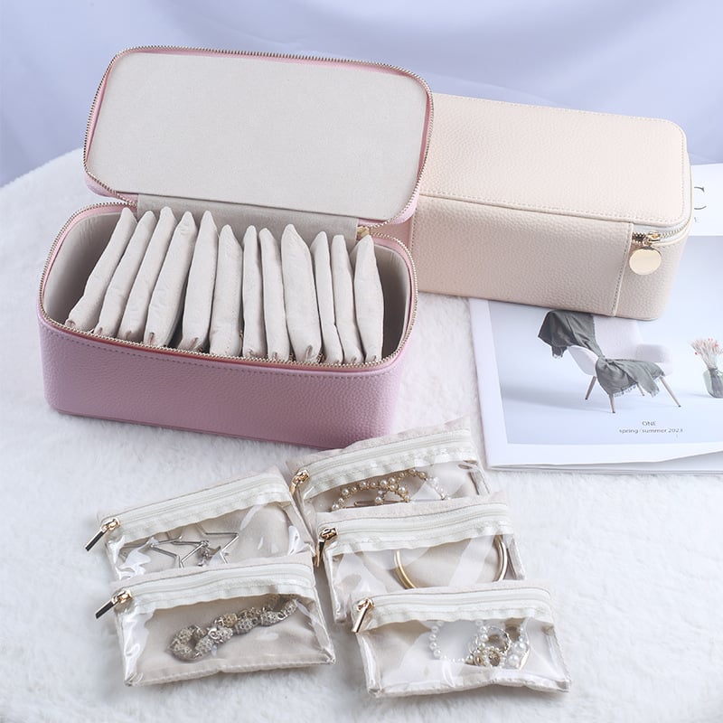 Caja de joyas con 12 compartimentos con cremallera