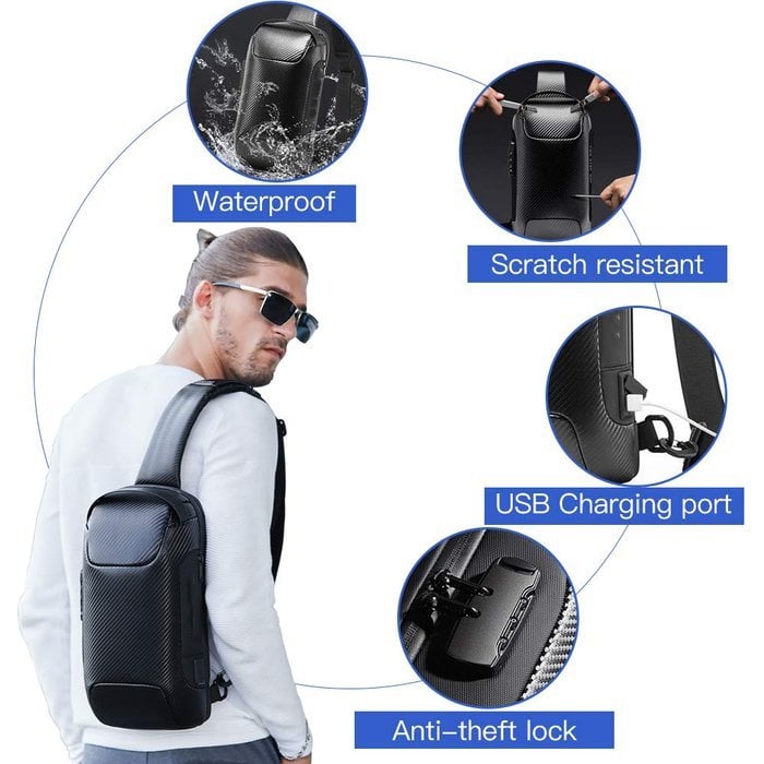 Kalsten | Bolso Cruzado Antirrobo | Landy Carry Without Worry | Oxford Impermeable | Puerto de Carga USB | Mochila Unisex para Viajes