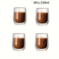 Juego de 4 Vasos de Doble Pared – Vaso de 350ml para Bebidas Calientes y Frías