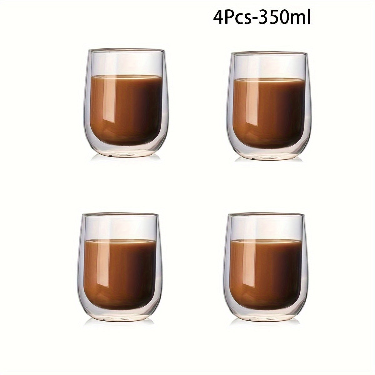 Juego de 4 Vasos de Doble Pared – Vaso de 350ml para Bebidas Calientes y Frías