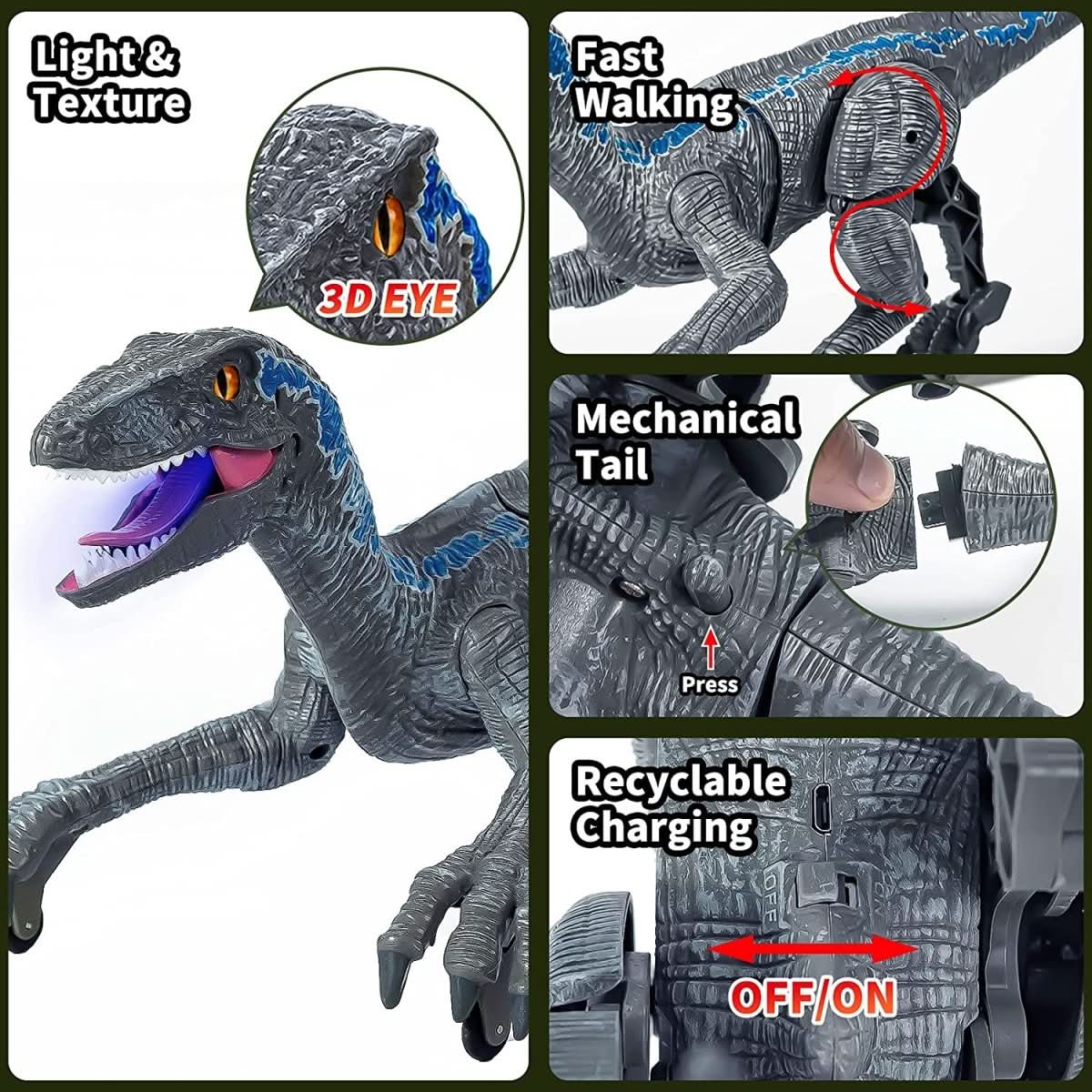 DINOREX – Dinosaure interactif avec lumière et son pour un amusement préhistorique