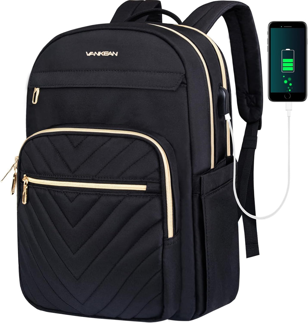 Mochila de Laptop Impermeable Ligera para Damas con Puerto USB