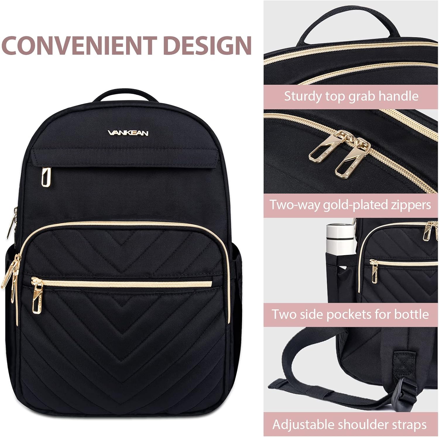 Mochila de Laptop Impermeable Ligera para Damas con Puerto USB