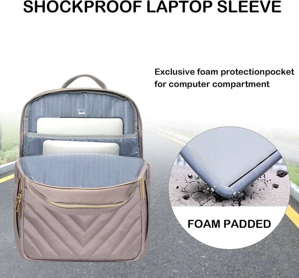 Mochila de Laptop Impermeable Ligera para Damas con Puerto USB