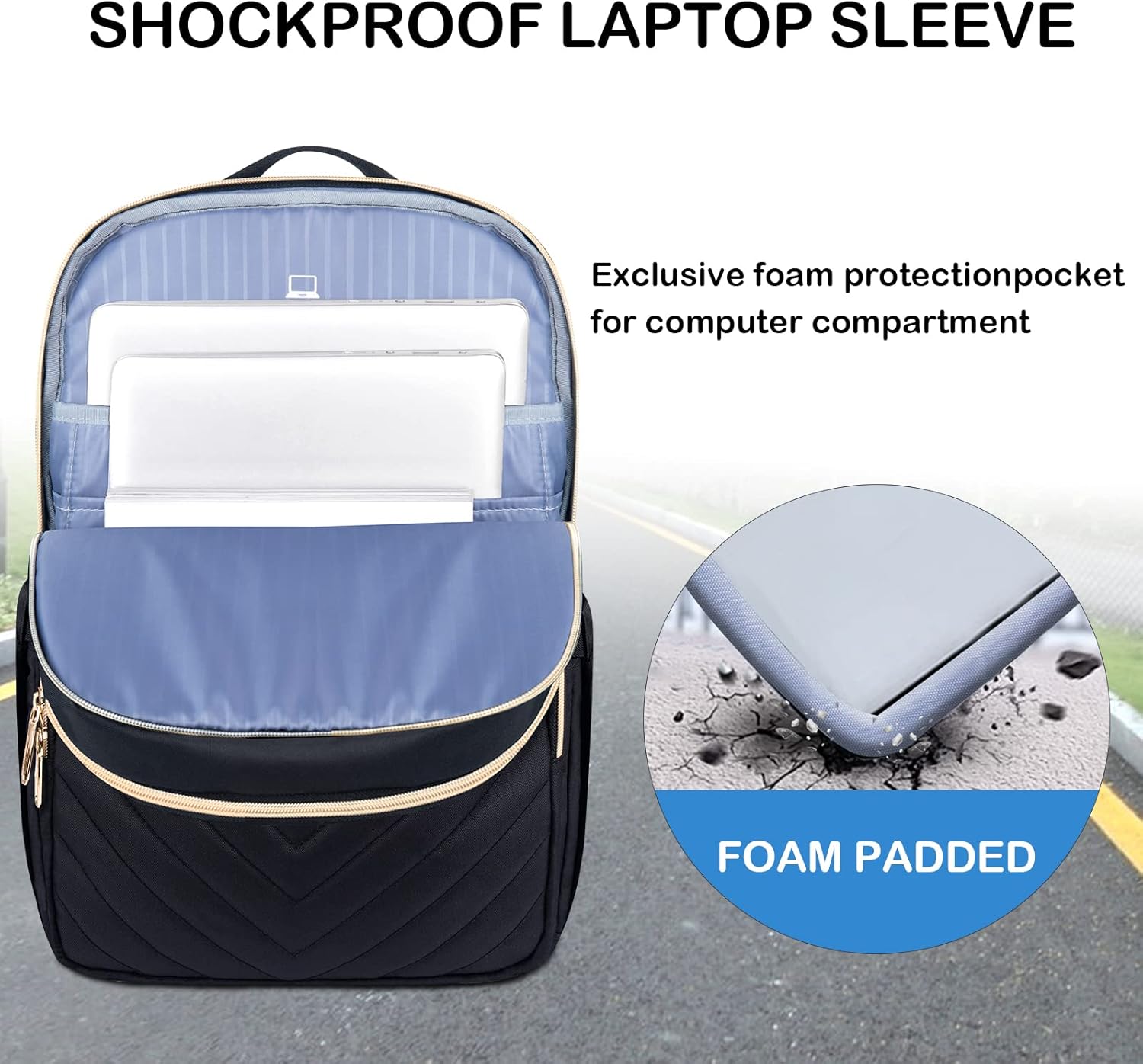 Mochila de Laptop Impermeable Ligera para Damas con Puerto USB