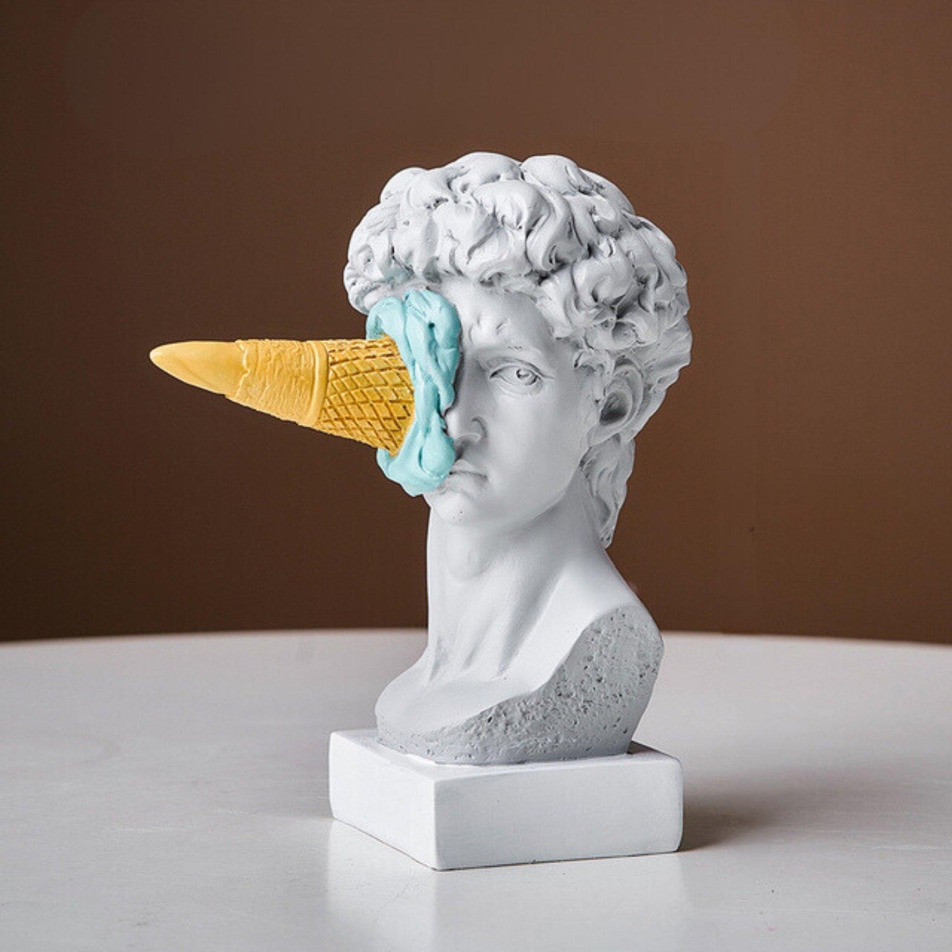 ArtWhimsy - Escultura de arte de cara de helado juguetona para decoración del hogar