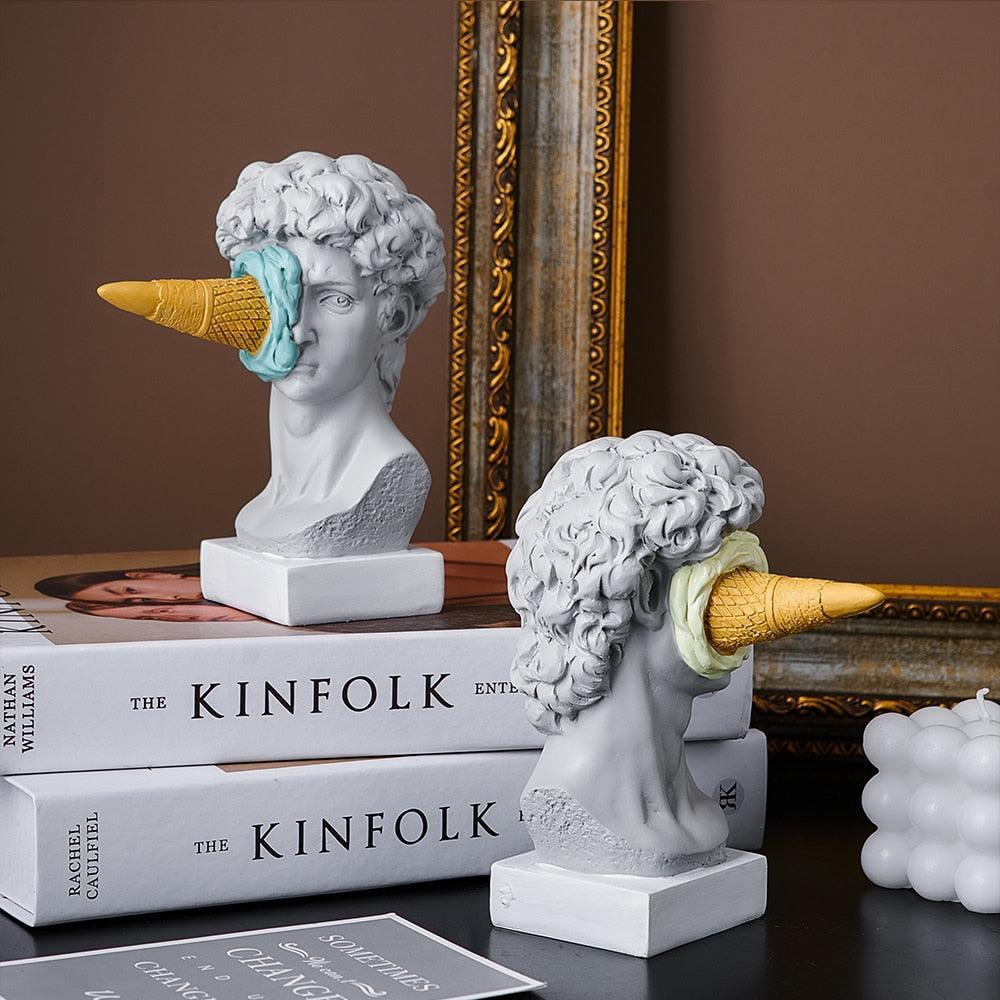 ArtWhimsy - Escultura de arte de cara de helado juguetona para decoración del hogar