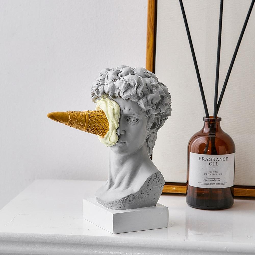 ArtWhimsy - Escultura de arte de cara de helado juguetona para decoración del hogar