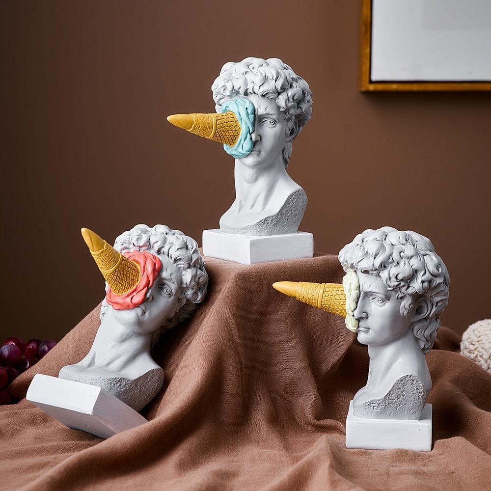 ArtWhimsy - Escultura de arte de cara de helado juguetona para decoración del hogar