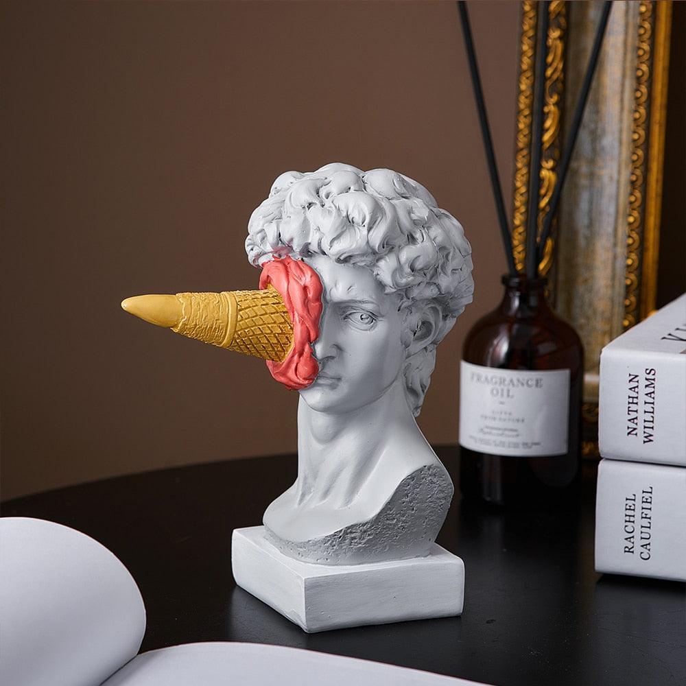 ArtWhimsy - Escultura de arte de cara de helado juguetona para decoración del hogar