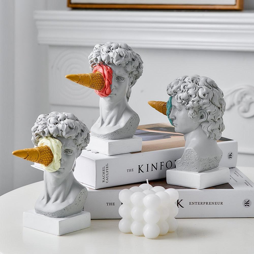 ArtWhimsy - Escultura de arte de cara de helado juguetona para decoración del hogar