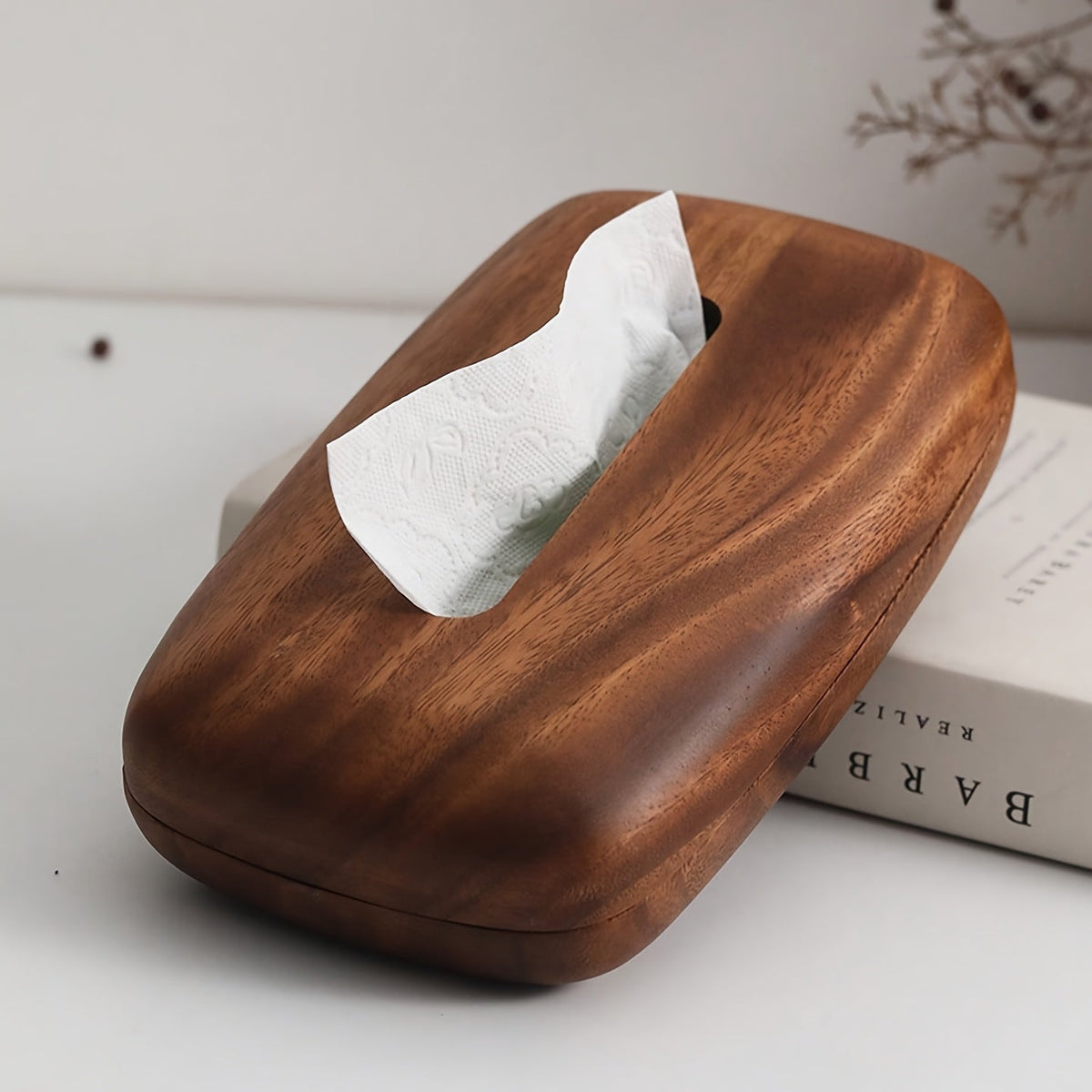 Soporte para Caja de Pañuelos de Nogal – Diseño Elegante y Funcional