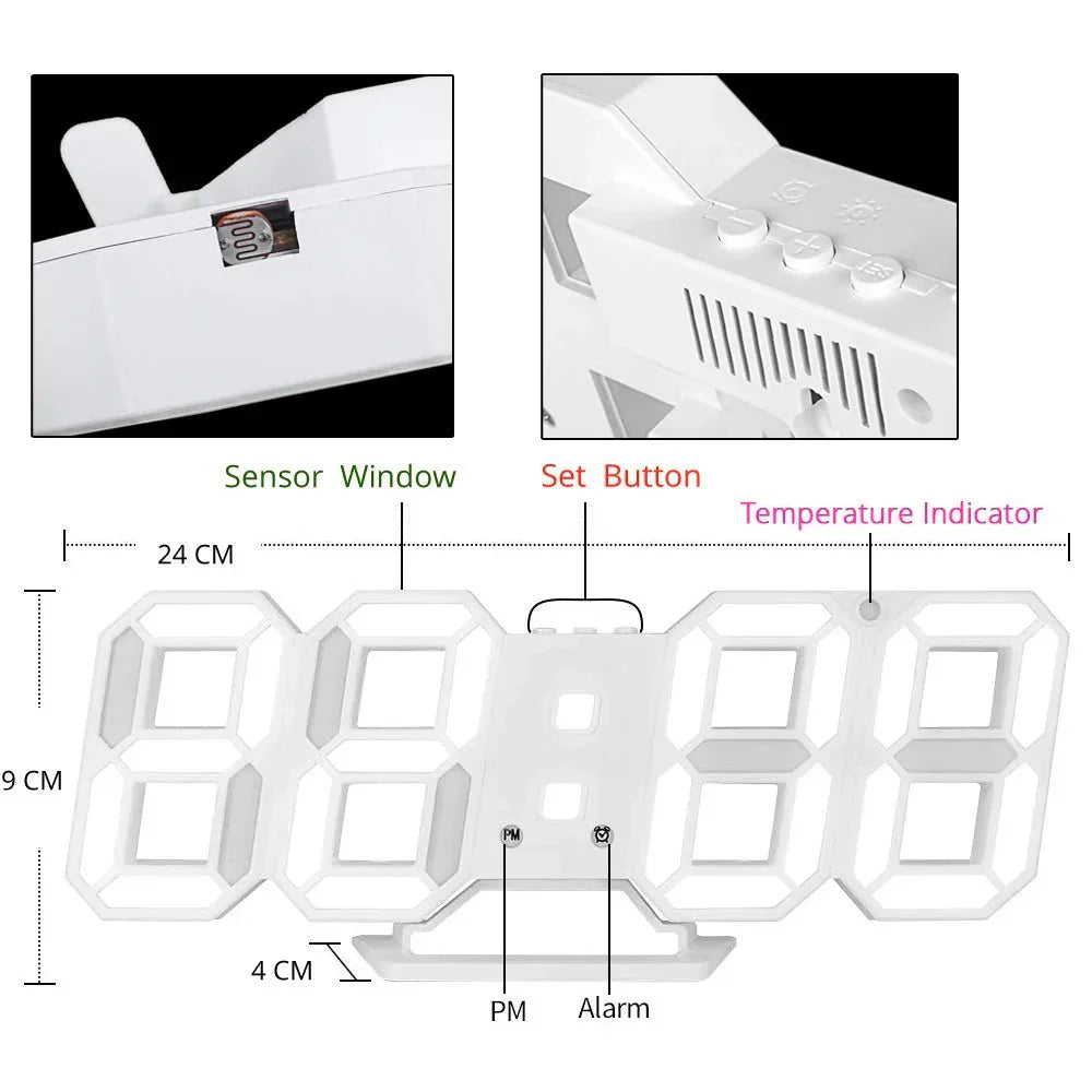 Reloj de Pared LED 3D LumiSync – Reloj Digital Moderno con Iluminación Regulable