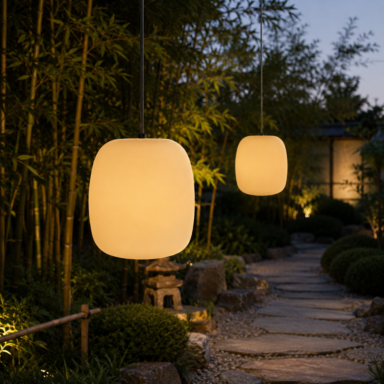 Lámpara Colgante Elegante para Exteriores - Luz de Pendiente Japonesa Impermeable